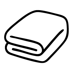 Line drawing of a folded blanket on a white background