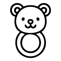 Black and white illustration of a bear-shaped ring on a white background